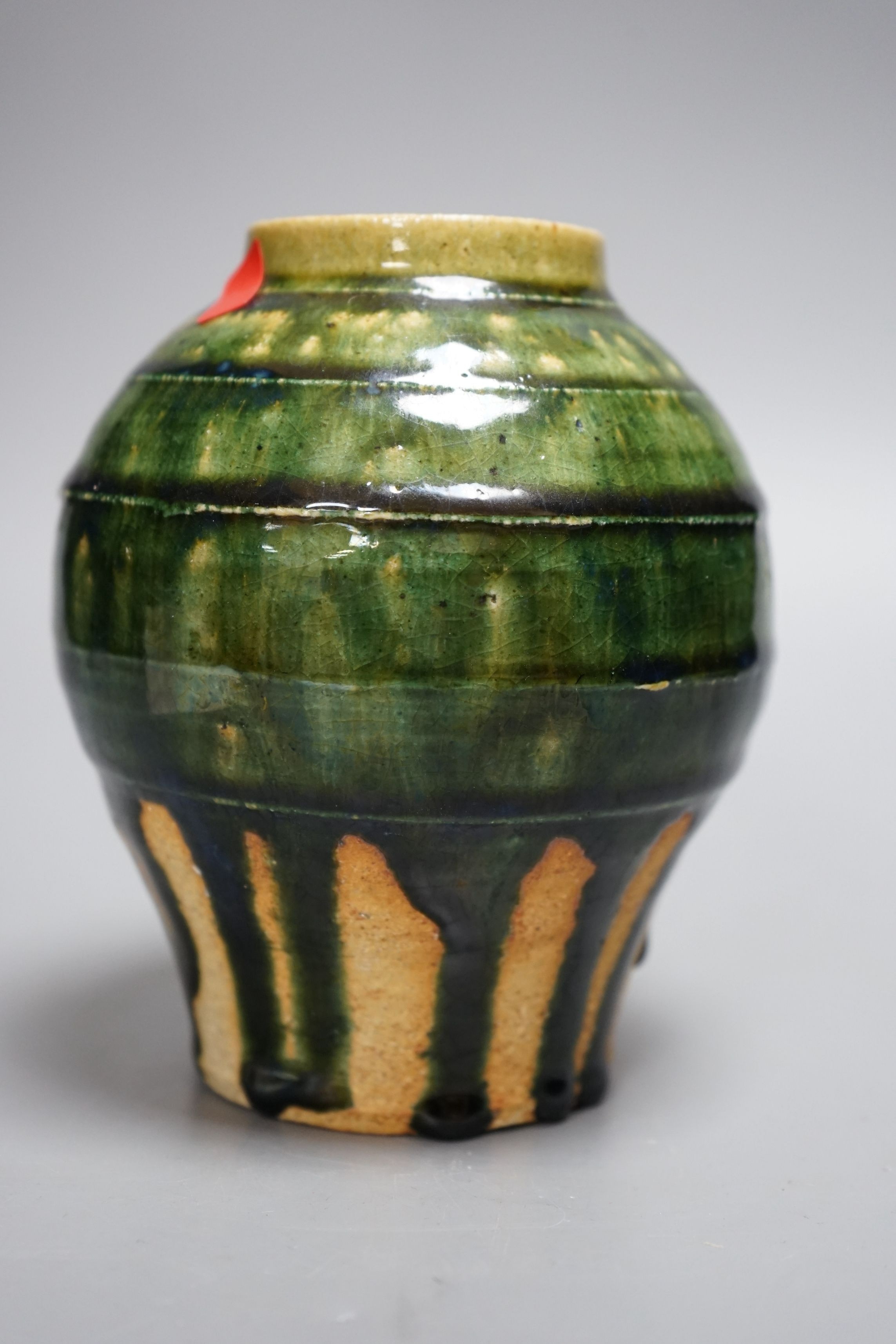 Ken Matsuzaki (b.1947), A boxed green glazed Oribe vase, with receipt of purchase from Goldmark Gallery, 07/12/2017, mark to base, 16cm tall